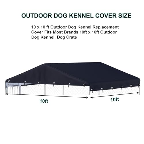Outdoor Dog Kennel Cover 10x10 ft Waterproof 600D Oxford Fabric Black Q4939