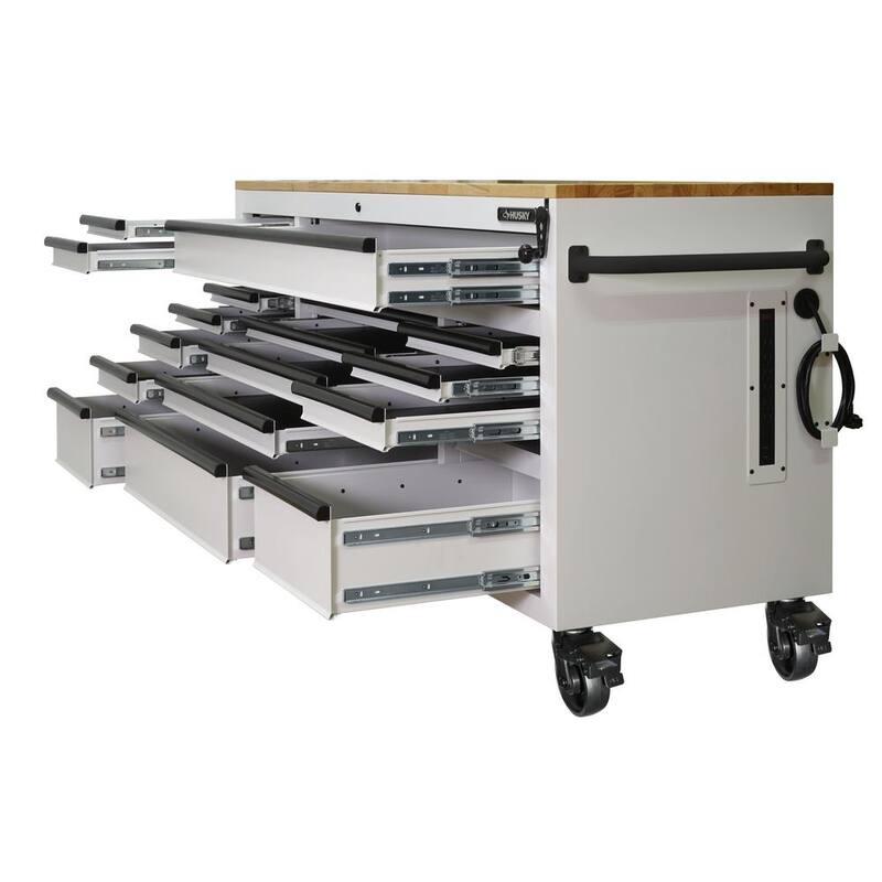 72 in. W Heavy Duty Mobile Workbench Cabinet with Adjustable Height Wood Top S94904