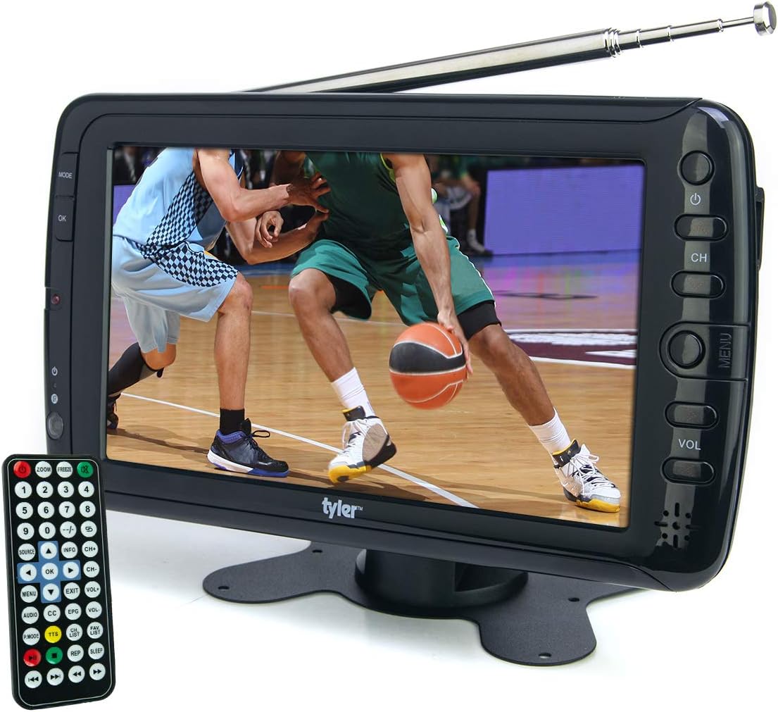 Tyler 7 Portable TV LCD Monitor Rechargeable Battery Powered Wireless Capability HD-TV, USB, SD Card, AC/DC, Remote Control Built In Stand Small For Car Kids Travel