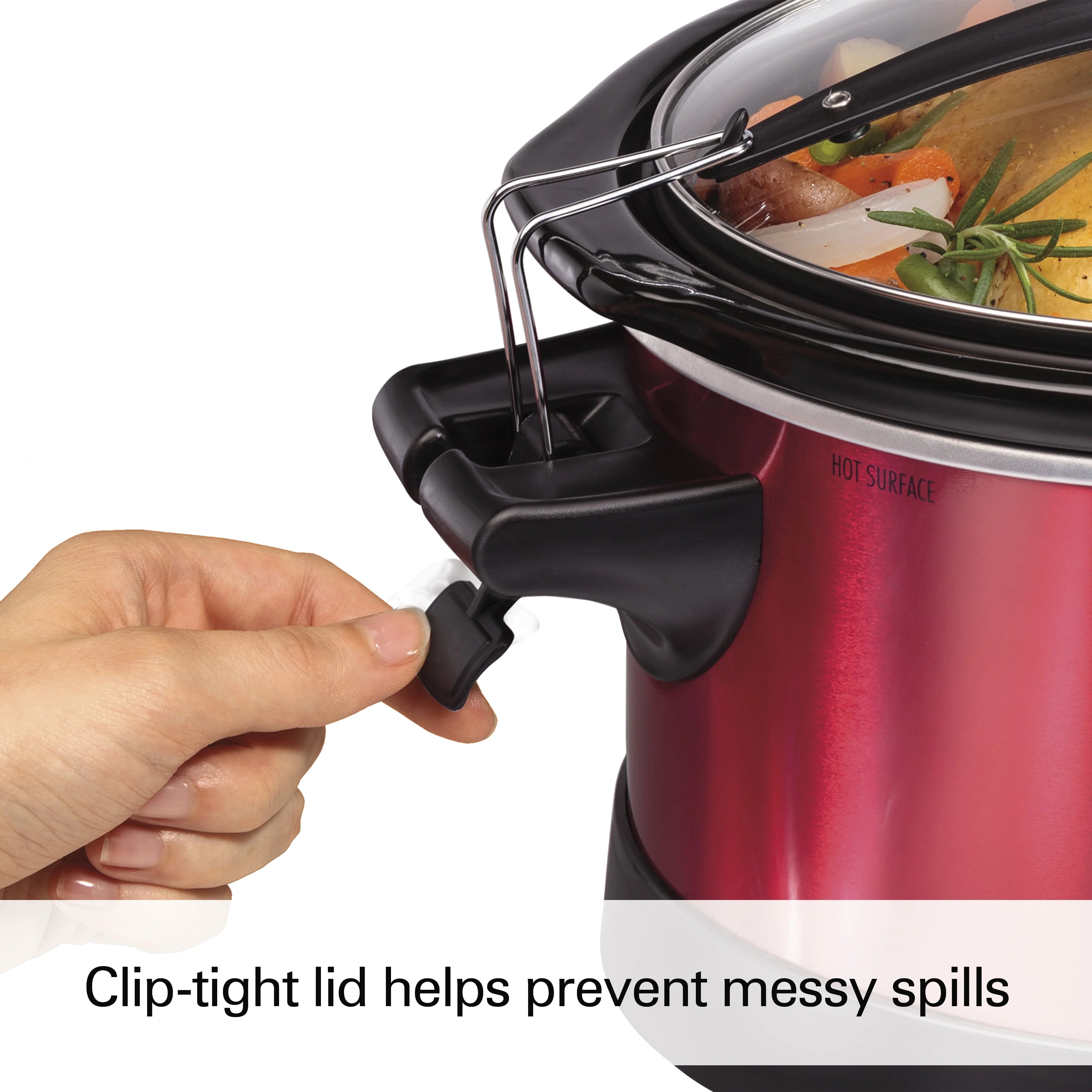 Hamilton Beach Stay or Go Programmable Slow Cooker with Party Dipper, 7 Quart, Red M628782