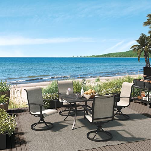 7-Piece Patio Dining Set for 6 with Swivel Chairs and Rectangular Table P2318