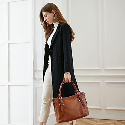 HESHE Genuine Leather Tote Shoulder Bag for Women P1142