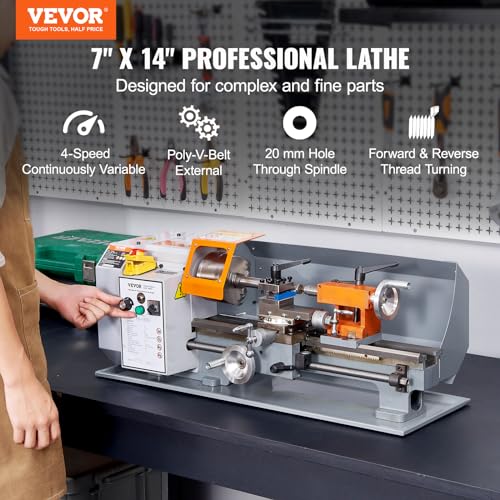 VEVOR Metal Lathe Machine 7 x 13.78 Precision Benchtop Power Lathe S531194
