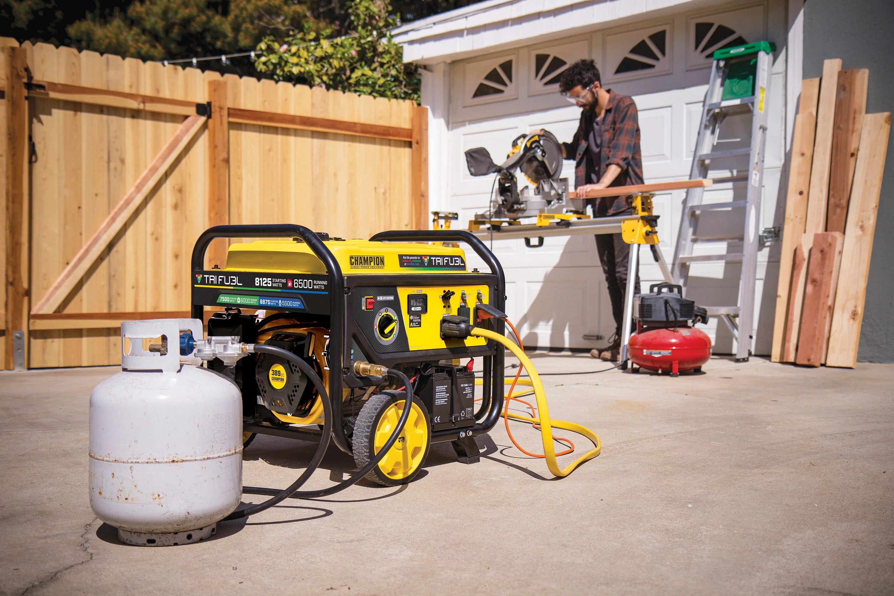 Champion Power Equipment 6500-Watt Tri-Fuel Portable Generator with CO Shield and Electric Start I89983