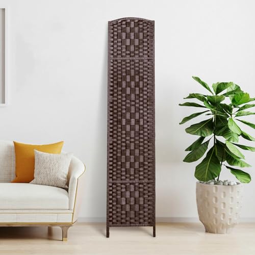 Rose Home Fashion 6 ft Tall Room Divider 4 Panel Folding Privacy Screen, Dark Coffee C8634