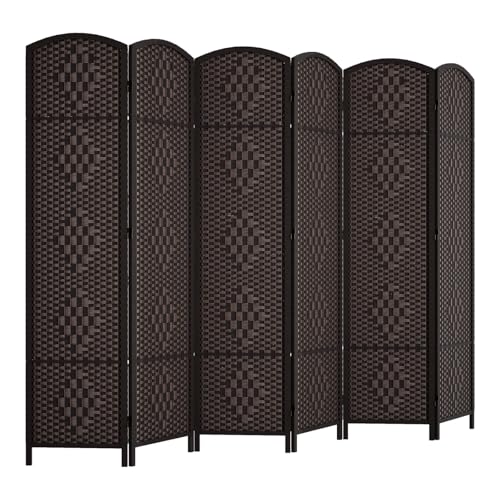 Rose Home Fashion 6 ft Tall Room Divider 4 Panel Folding Privacy Screen, Dark Coffee C8634