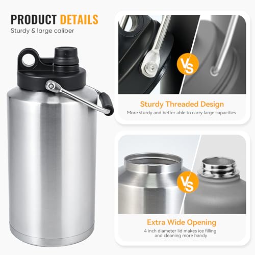 Kerilyn Insulated Gallon Jug 128oz Stainless Steel Double Vacuum Water Bottle M8713