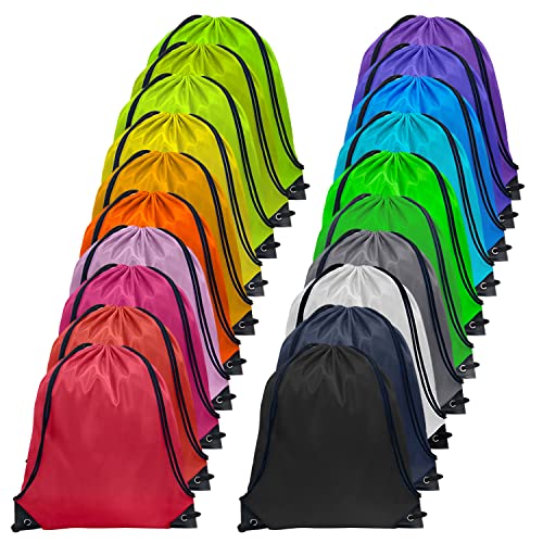 GoodtoU 40 Pack Drawstring Backpacks Waterproof Nylon Cinch Bags for School Gym N792