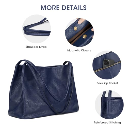 Kattee Leather Tote Bag for Women, Casual Shoulder Hobo Purse with Magnetic Snap Closure U606
