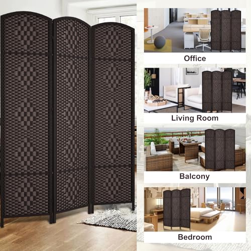 Rose Home Fashion 6 ft Tall Room Divider 4 Panel Folding Privacy Screen, Dark Coffee C8634
