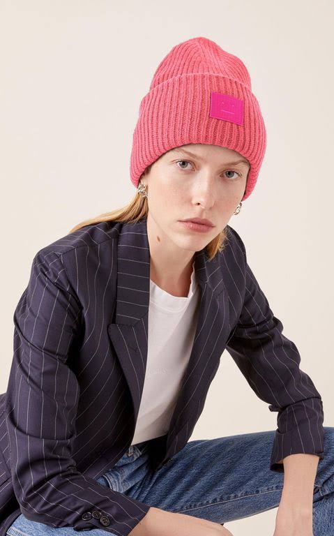 Acne Studios Pansy N Face Beanie Hat Pink E30016