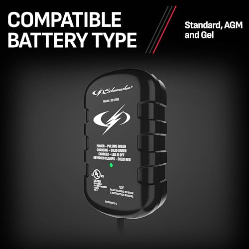 Schumacher Electric 0.8A Car Battery Charger and Maintainer for 12V Batteries, SC1299 Z869387