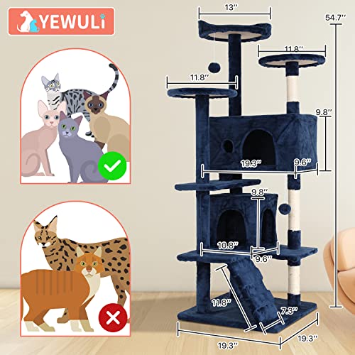 ASHY 54in Cat Tree with Scratching Post for Indoor Cats I993