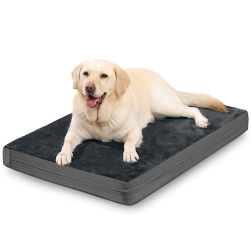Vonabem Waterproof Dog Bed Large Medium Sized Dogs Outdoor Orthopedic Crate Pad Washable Gray 35"x22" C409