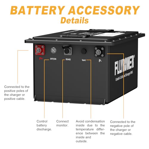 FLLYROWER 12V 100Ah LiFePO4 Battery with BMS for Marine RV Solar I833