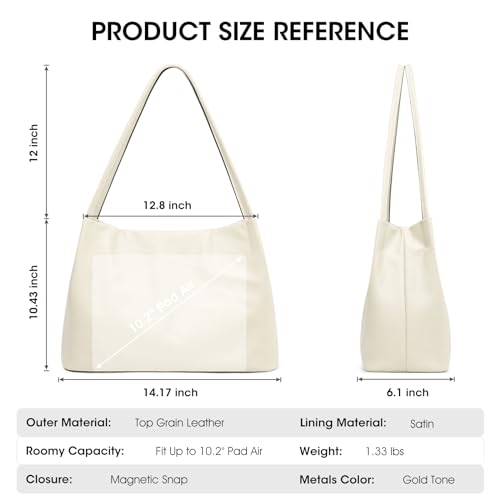 Kattee Leather Tote Bag for Women, Casual Shoulder Hobo Purse with Magnetic Snap Closure U606