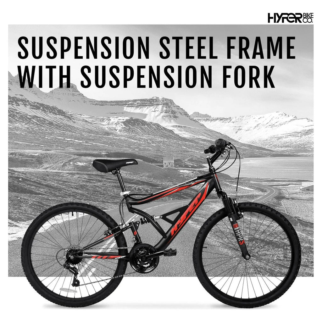 Hyper Bicycles Men's 26 Shocker Mountain Bike, Black/Red A719827