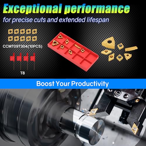 Indexable Lathe Turning Tool 21Pcs Kit 3/8'' 10mm Shank with Carbide Inserts Z5376