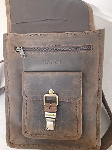 Leather Crossbody Bag Messenger Satchel for Men and Women, Brown P148
