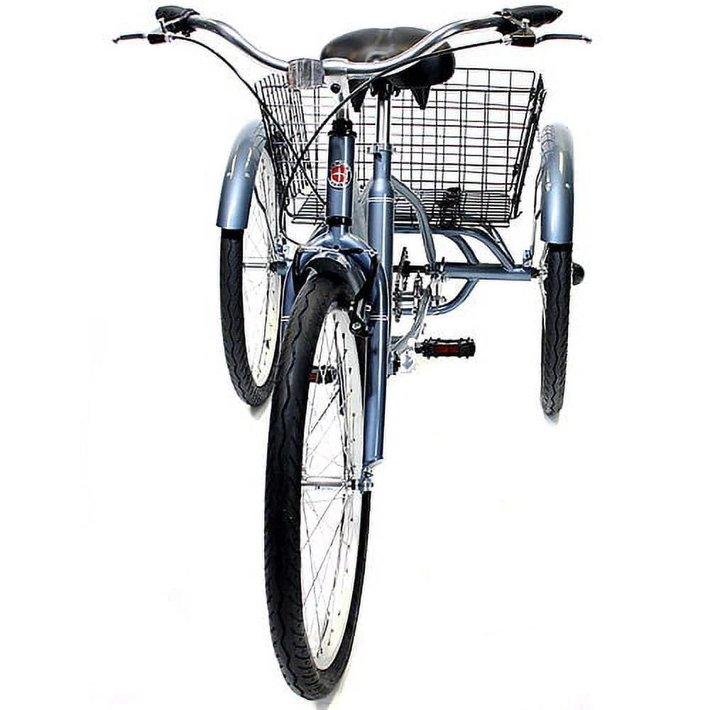 Schwinn Meridian Adult Tricycle, 24-Inch Wheels, Rear Basket, Slate R53749
