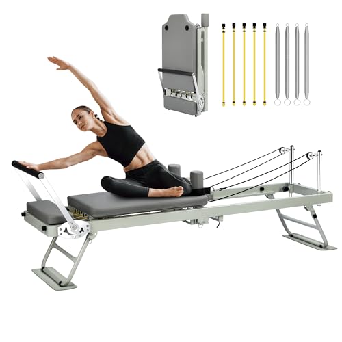 Pilates Reformer Machine for Home Workout, 78" Foldable Pilates Equipment with Dual Resistance& Springs and Cords,Suitable for Advanced and Beginners Users, Up to 400 lbs Weight Capacity