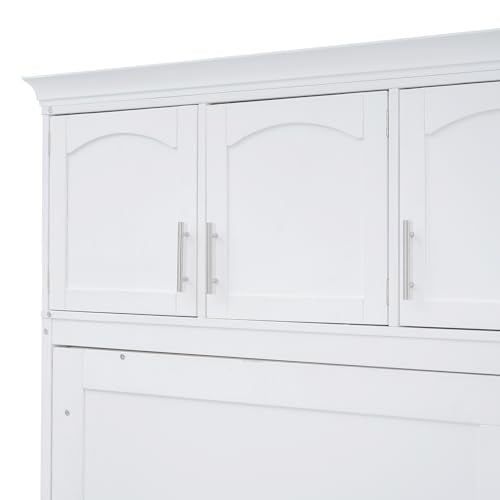 Full Size Murphy Bed with Drawers, Cabinets and USB Ports, Gray D589081