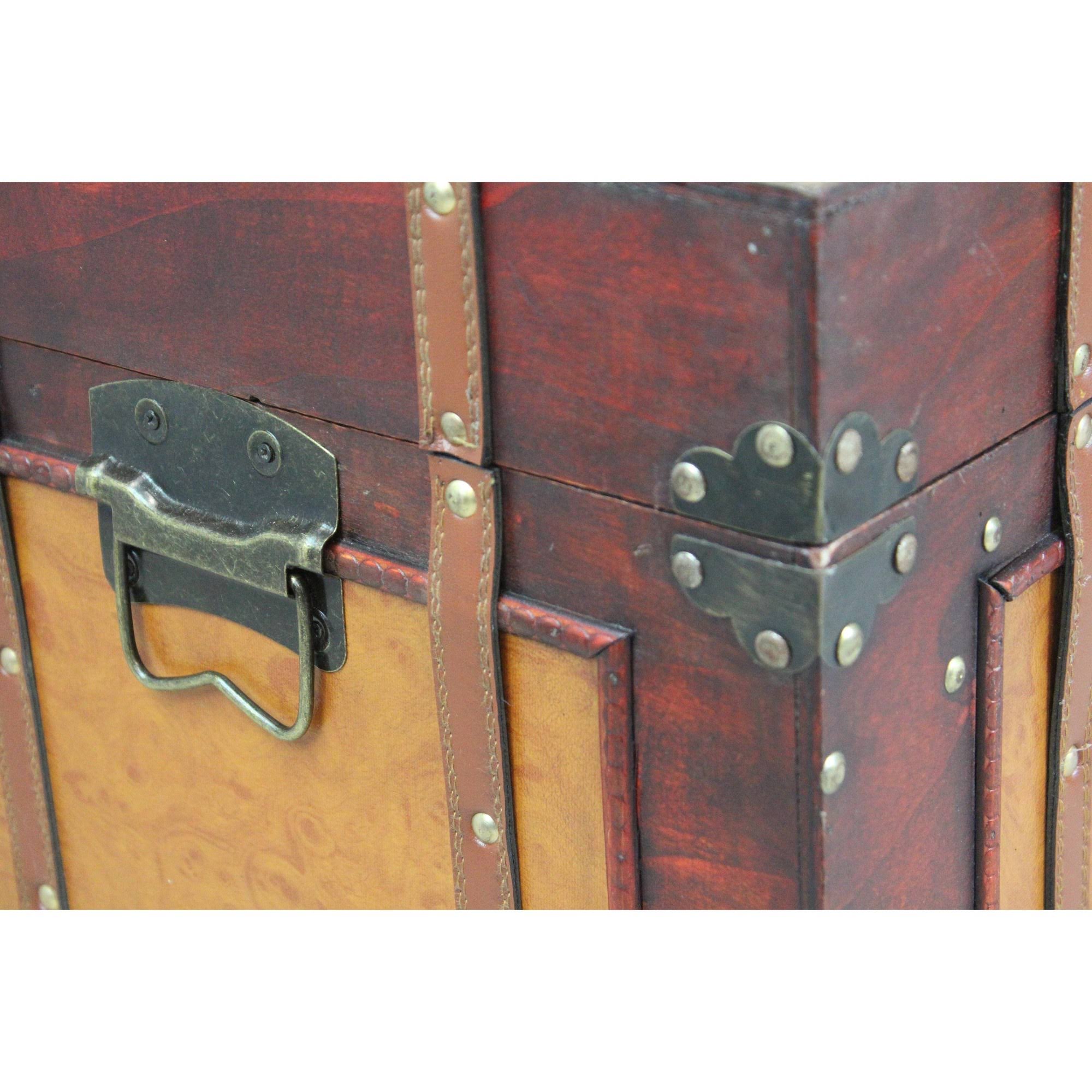 Vintiquewise Large Antique Style Steamer Trunk Storage Box B965742