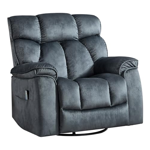 INZOY Massage Swivel Rocker Recliner with Heat and Vibration, Brown G989