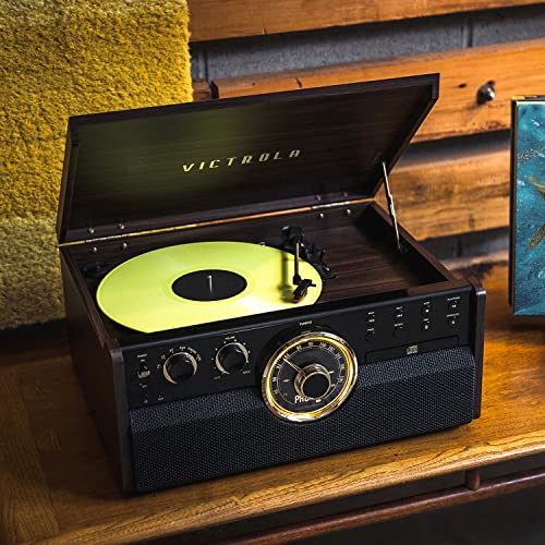 Victrola Metropolitan 4-in-1 Bluetooth Record Player with Built-in Speakers, Grey Z241914