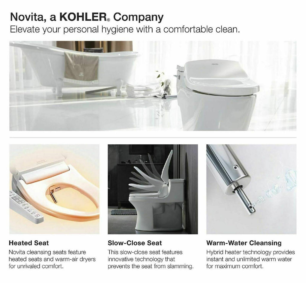 Novita BH-90 White Elongated Bidet Seat G818055