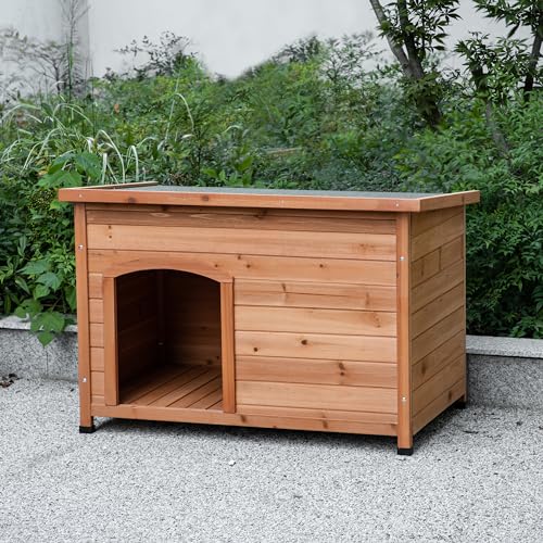 TAKUKA Outdoor Wooden Dog House for Small Medium Large Dogs, Waterproof with Wooden Floor M6908