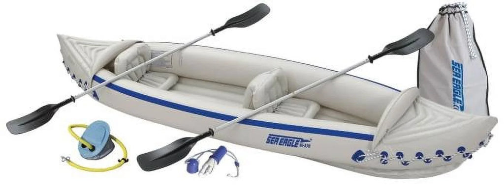 Sea Eagle 370 Deluxe 2 Person Inflatable Sport Kayak with Paddles J848