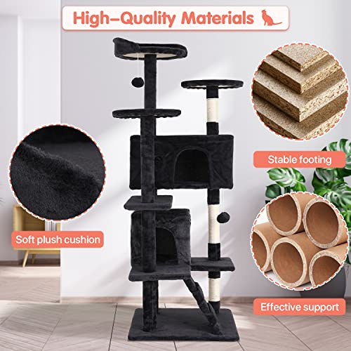 ASHY 54in Cat Tree with Scratching Post for Indoor Cats I993