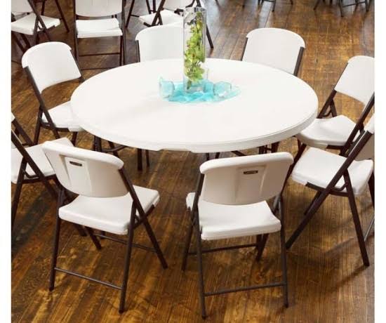Lifetime Commercial Round Folding Table 4 Pack, Almond P29121