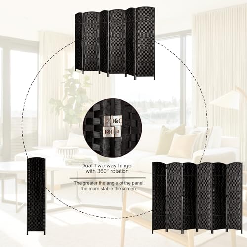 Rose Home Fashion 6 ft Tall Room Divider 4 Panel Folding Privacy Screen, Dark Coffee C8634