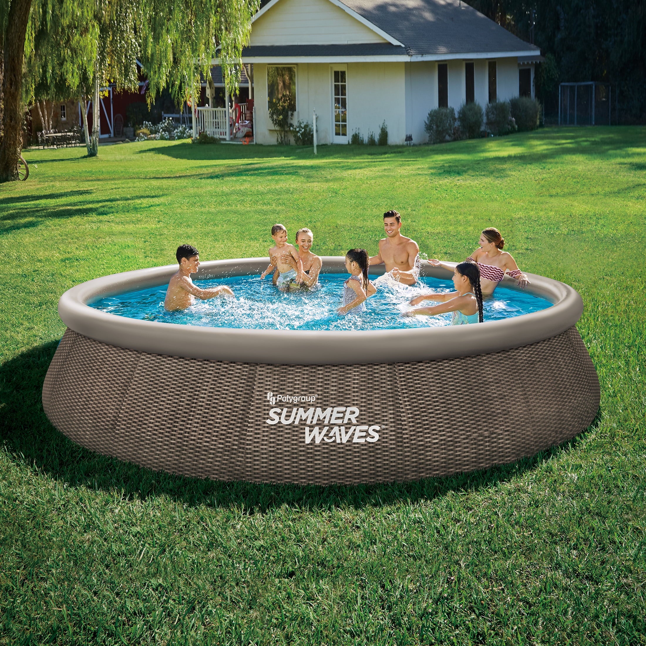 Summer Waves 15 ft Dark Double Rattan Quick Set Pool I1649