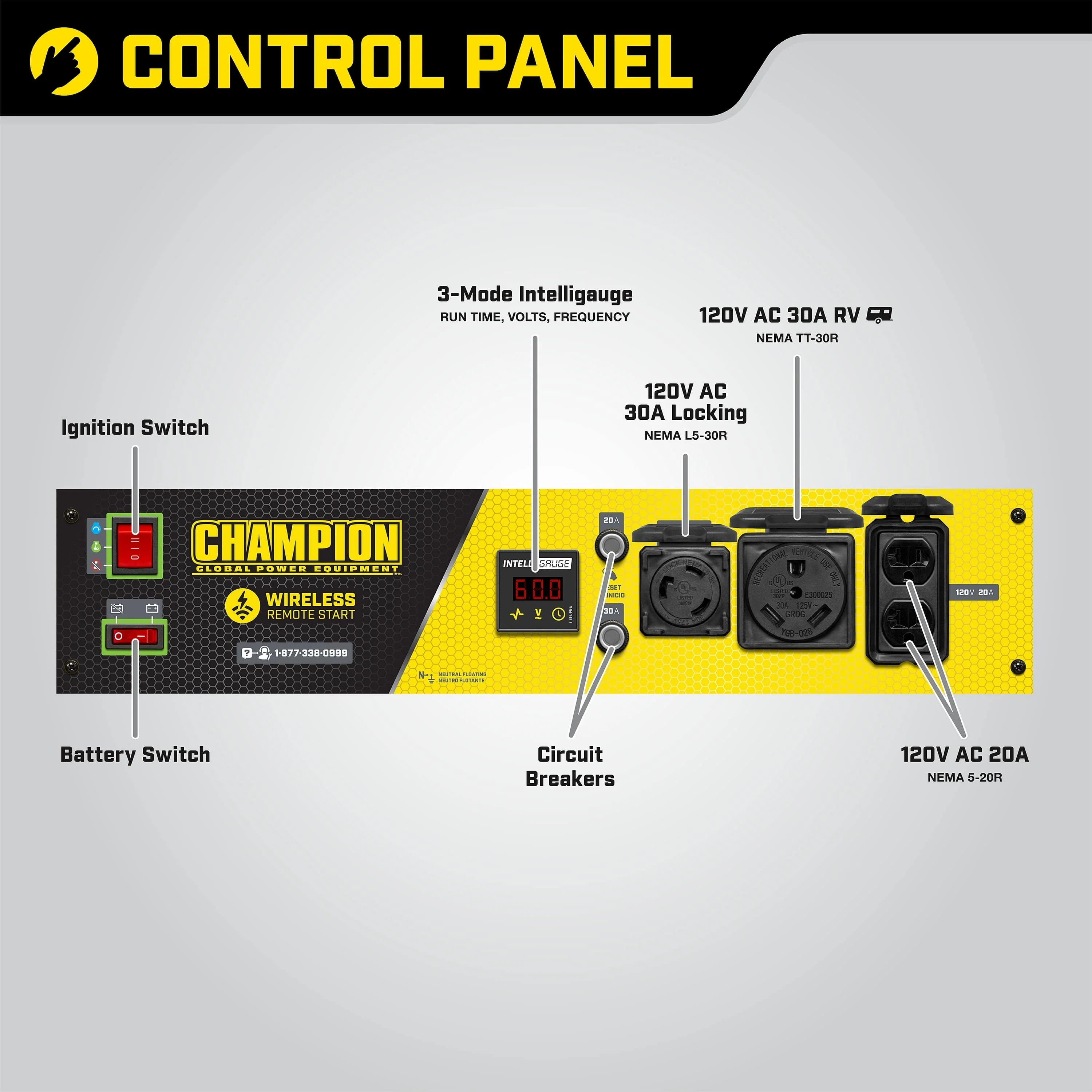 Champion Power Equipment 4375/3500W Portable Generator, Remote Start T7613