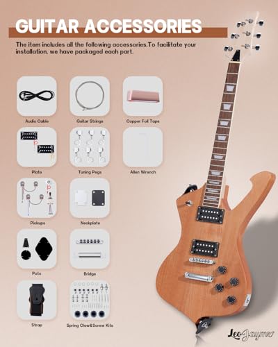 Leo Jaymz DIY Single Cut Electric Guitar Kit Mahogany Rosewood B148