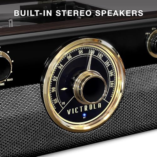 Victrola Metropolitan 4-in-1 Bluetooth Record Player with Built-in Speakers, Grey Z241914