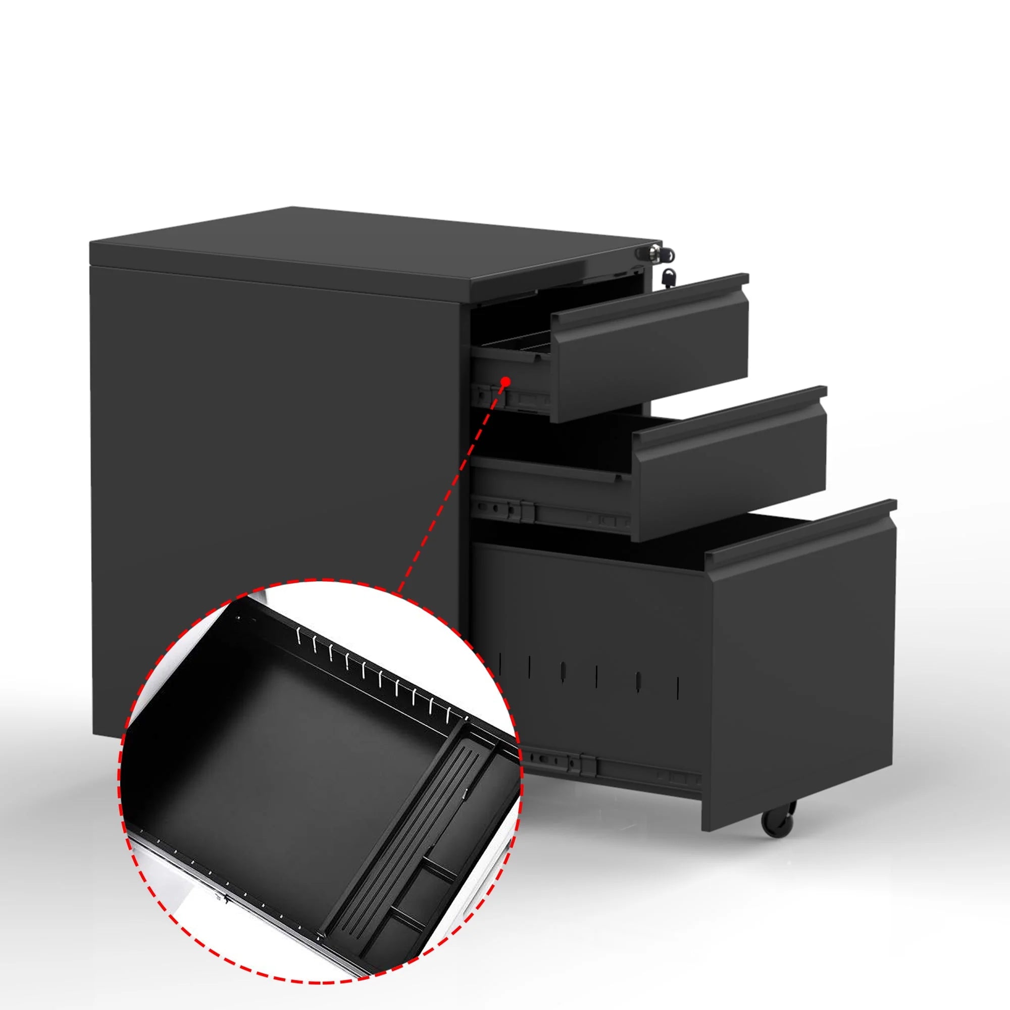 SUPEER 4 Drawer File Cabinet with Lock, Metal Vertical Storage, Black E499