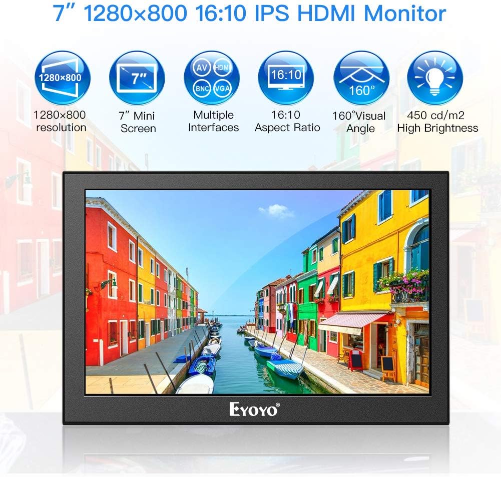 Eyoyo 7 inch HDMI LCD Monitor Portable IPS Screen 1280x800, Pack of 2 Y5517