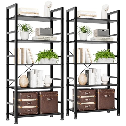 5 Tier Tall Bookcase Bookshelf Organizer Storage Unit Rustic Brown G866