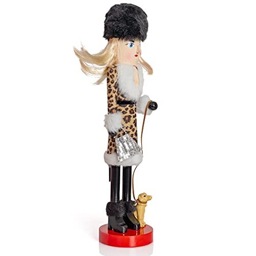 Ornativity Christmas Nutcracker Wooden Glitter Shopper Dog Mom Decor 15" H938