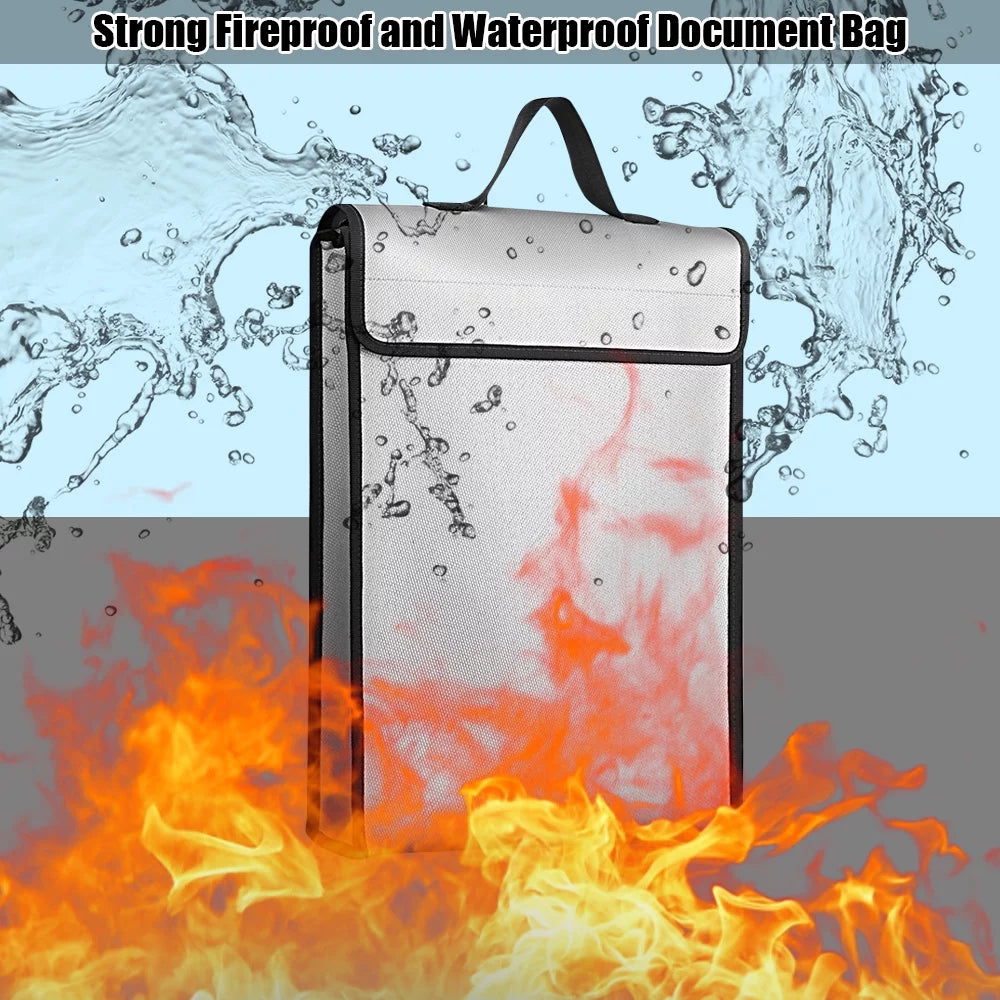 Tomshoo Fireproof Document Bag Waterproof Heat Insulation for Files Cash Passport E36672