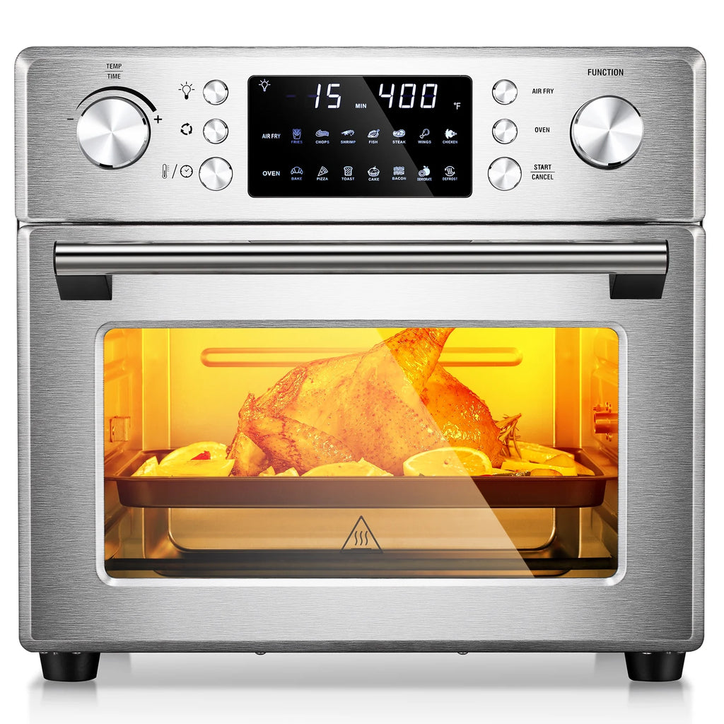 KISSAIR 26QT Multifunctional Stainless Steel Air Oven With Rotisserie Dehydrator, Healthy Cooking With Recipe, Built-in Timer, Thoughtful Light Button