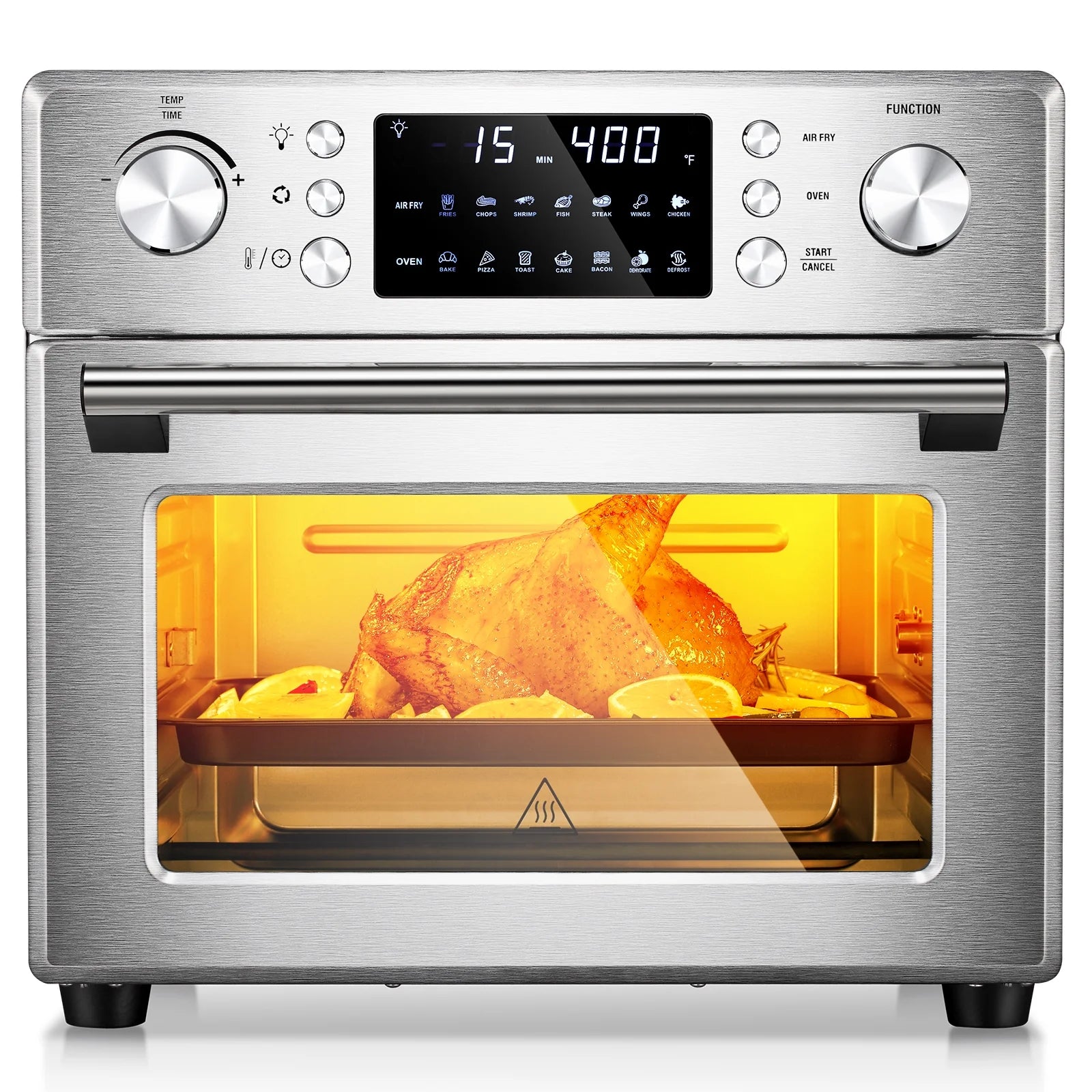 KISSAIR 26QT Multifunctional Stainless Steel Air Oven With Rotisserie Dehydrator, Healthy Cooking With Recipe, Built-in Timer, Thoughtful Light Button