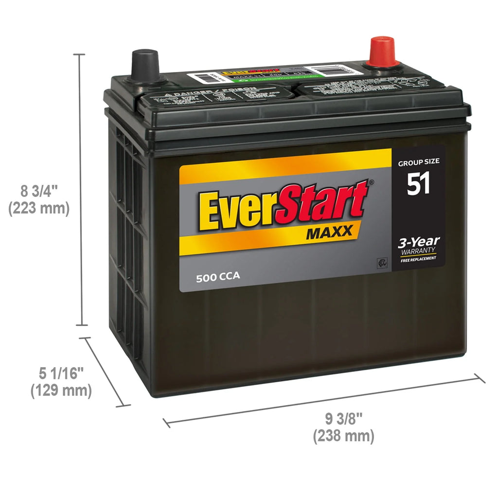 EverStart Maxx Lead Acid Automotive Battery Group 51 12V 500 CCA J16778