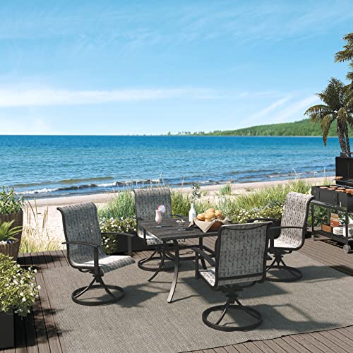 7-Piece Patio Dining Set for 6 with Swivel Chairs and Rectangular Table P2318