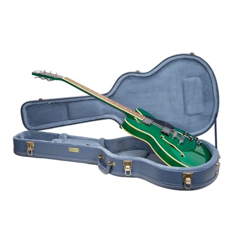 Crossrock Relief Series 335 Guitar Case for ES-335 & Semi-Hollow Electric Guitars, Carved Smoke Blue Finish S516
