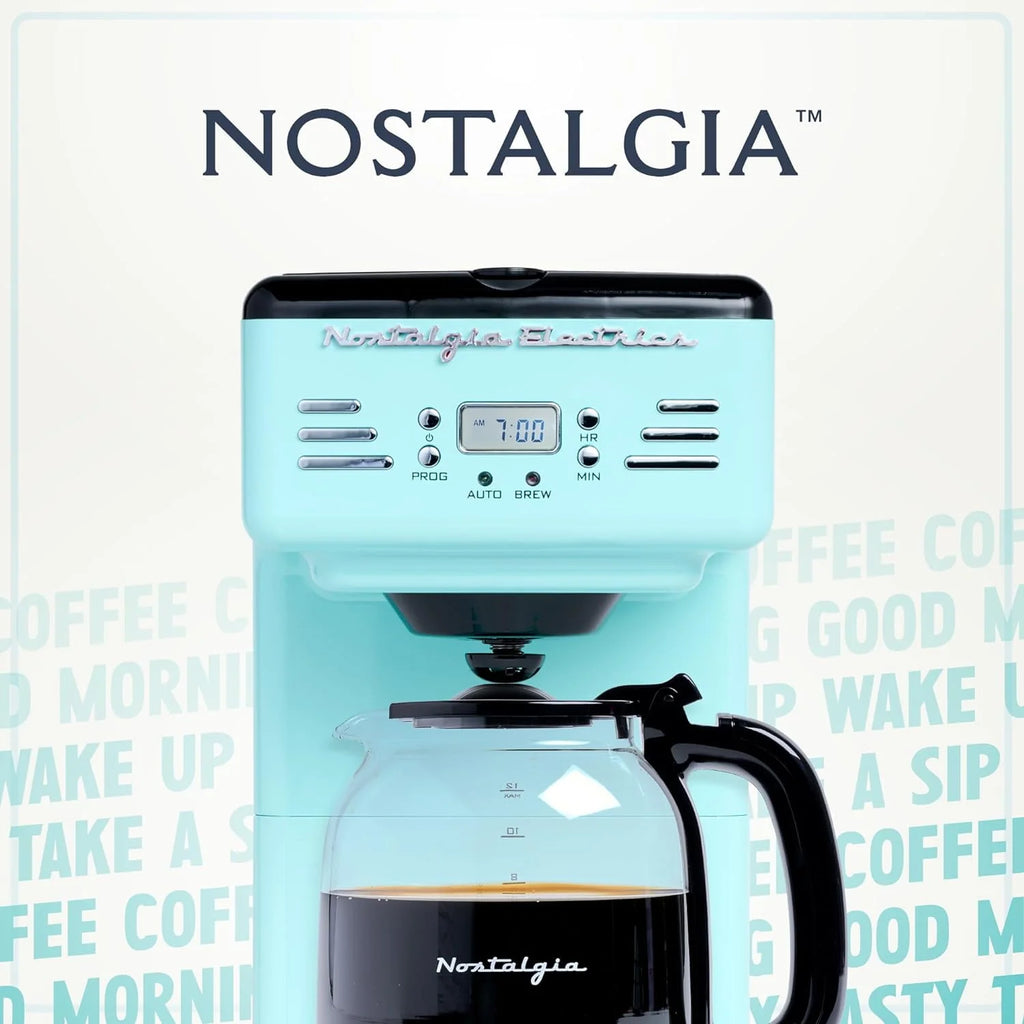 Nostalgia Retro 12-Cup Programmable Coffee Maker, Aqua E191
